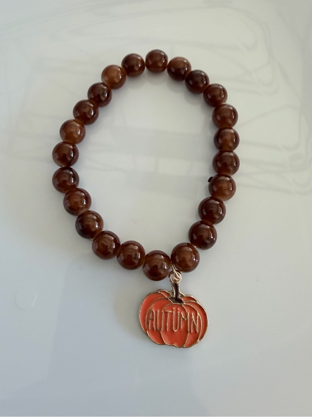Autumn Charm Brown Beaded Stretch Bracelet